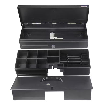 Flip-Top Metallic Cash Drawer - Heavy Duty Manual Cash Box for POS Systems