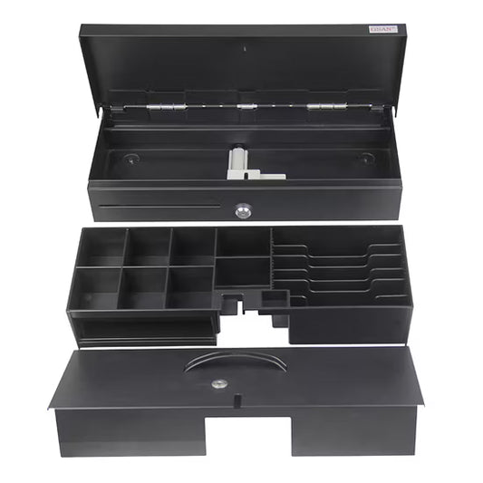 Flip-Top Metallic Cash Drawer - Heavy Duty Manual Cash Box for POS Systems
